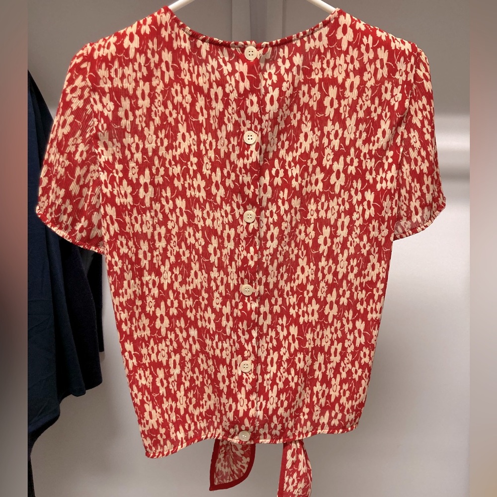 Madewell Floral blouse with front-tie